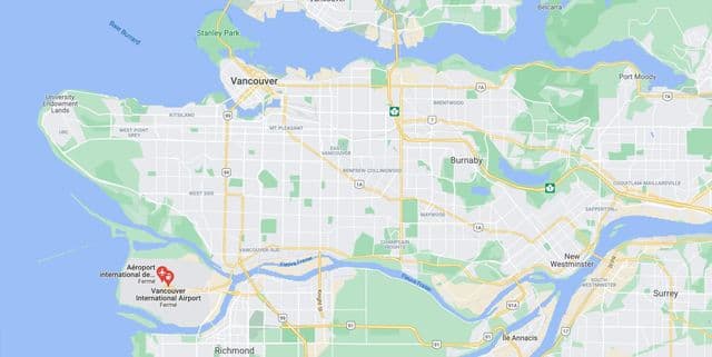 Karte der Flughäfen von Vancouver