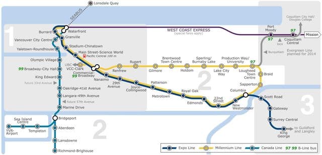 Plan der U-Bahn-Station Vancouver