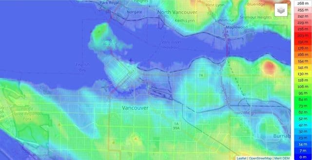 Vancouver-Höhenkarte