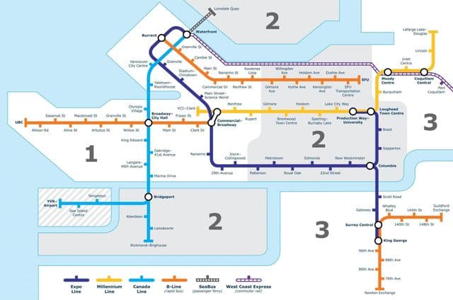 Karte der Vancouver-Zonen