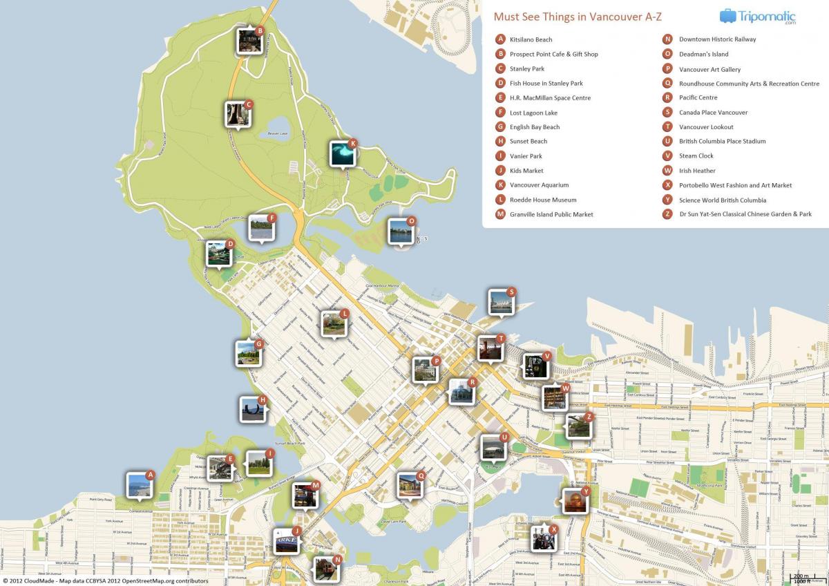 Vancouver Sehenswürdigkeiten Karte