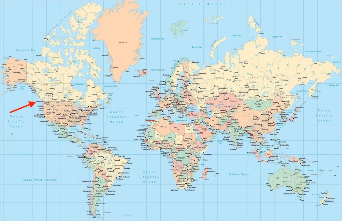 Vancouver Standort auf der Weltkarte