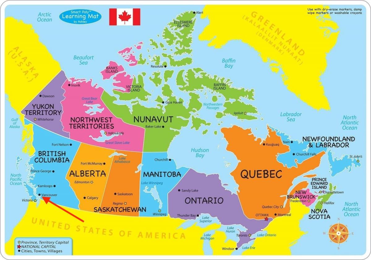 Vancouver auf der Karte von British Columbia - Kanada