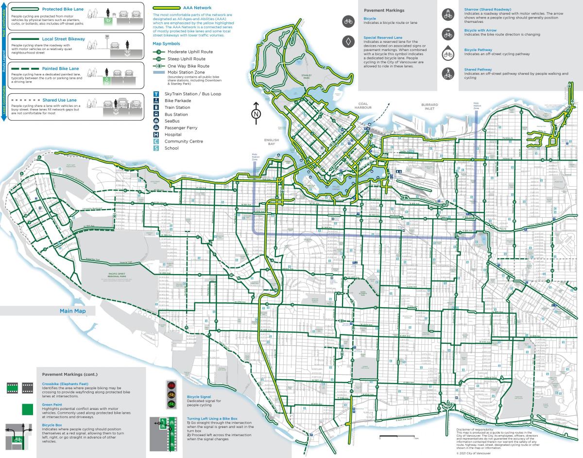 Karte der Radwege in Vancouver