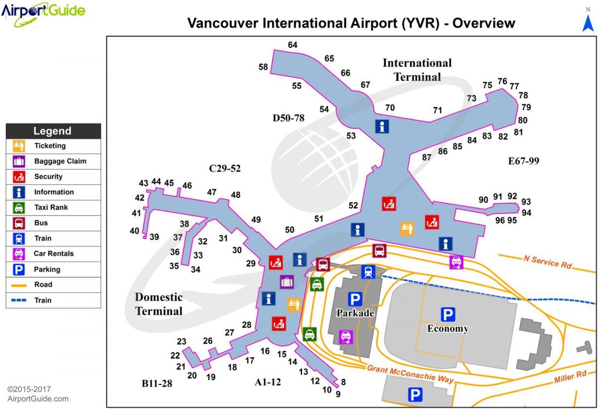 Terminalplan des Flughafens Vancouver