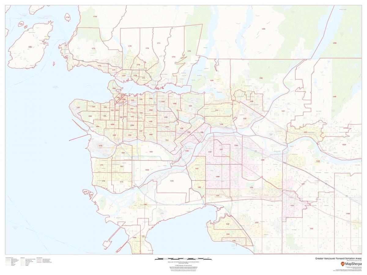 Karte der Postleitzahlen von Vancouver
