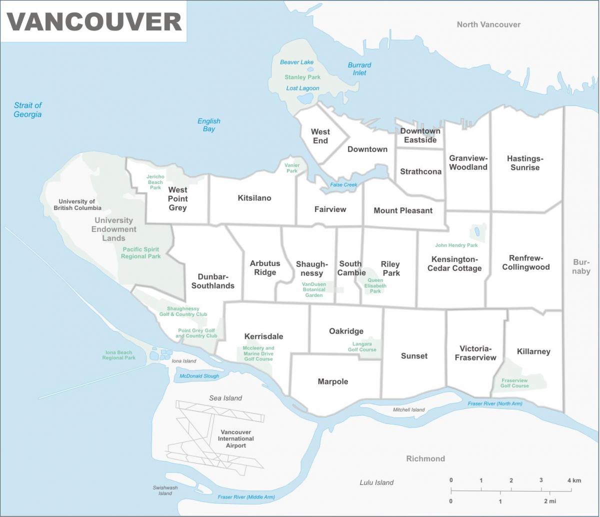 Stadtteilkarte von Vancouver