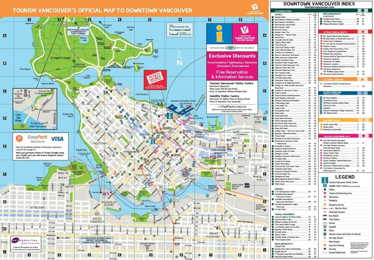 Karte des Stadtzentrums von Vancouver